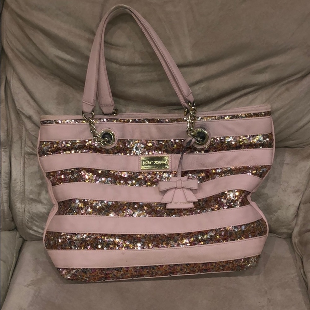 Betsy Johnson pink Sequin glitter handbag purse